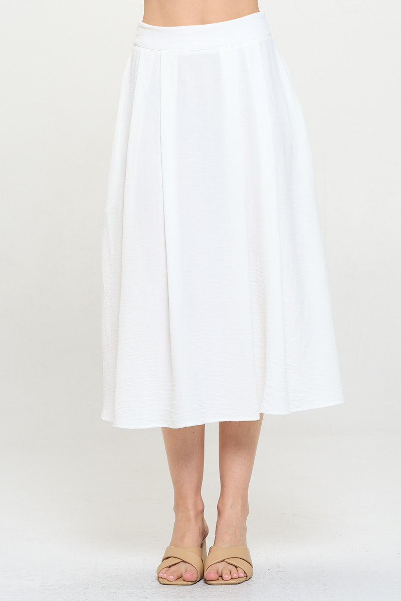 Thumbnail: Solid Midi Skirt with Pockets