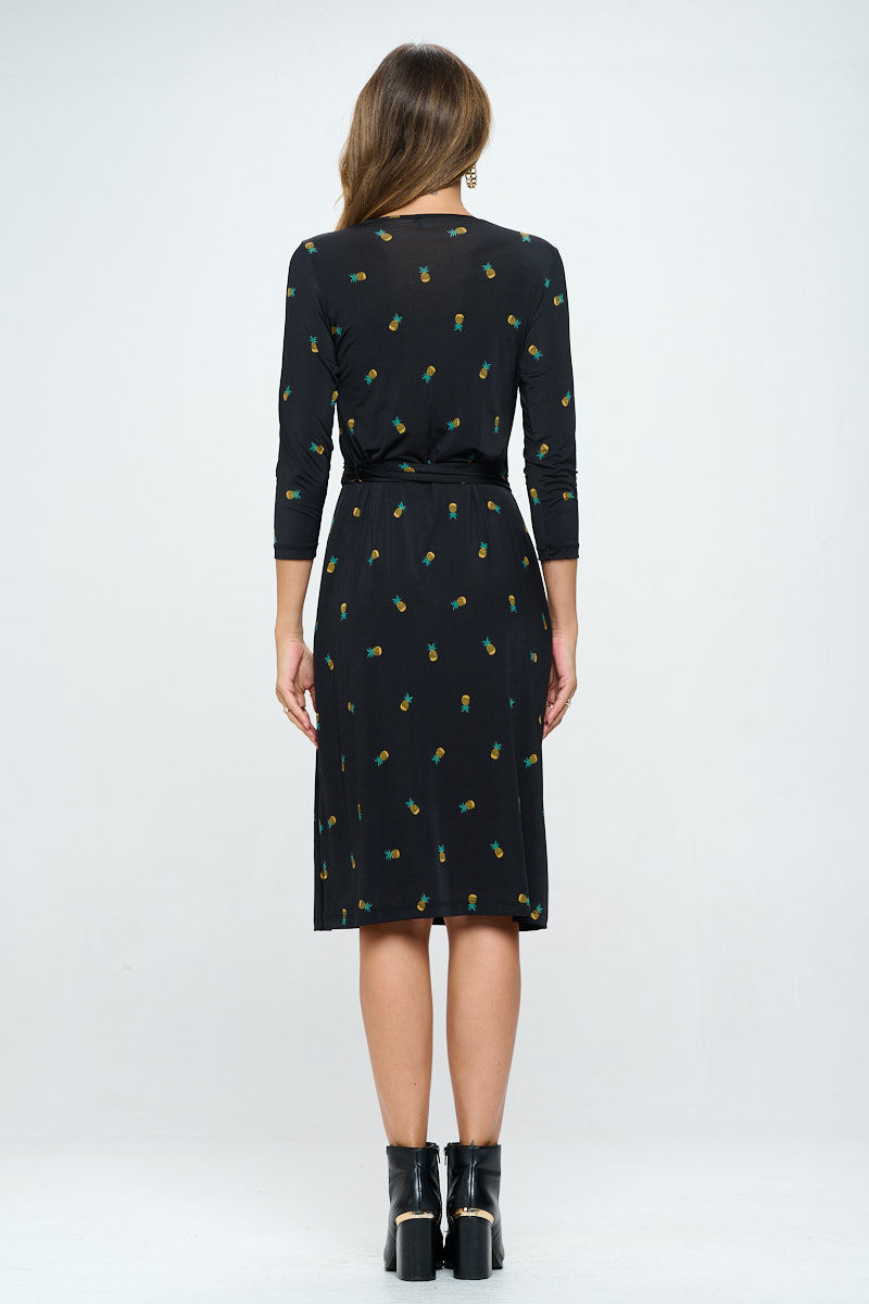 Thumbnail: Print V neck Jersey Wrap Dress with Tie