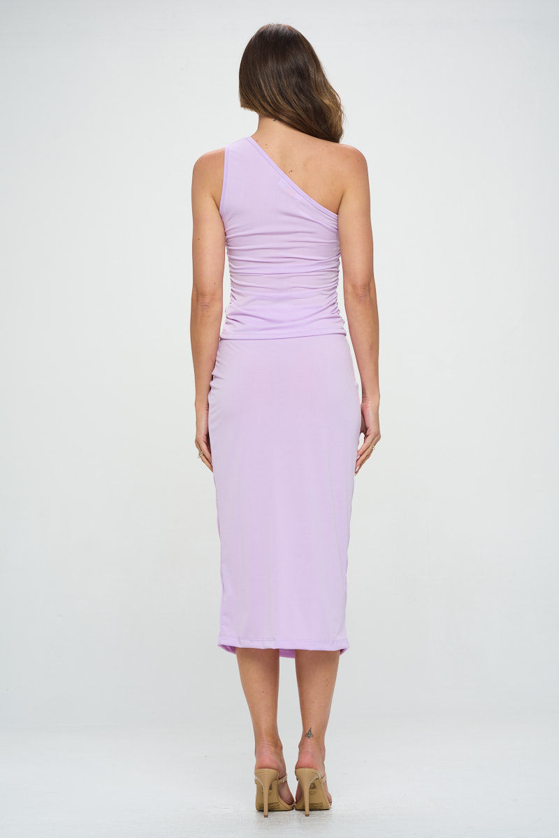 Thumbnail: Solid Knit One Shoulder Ruched Top