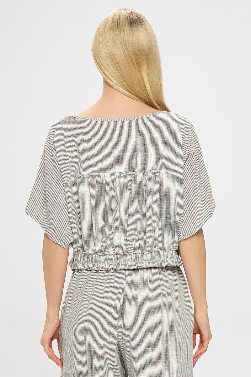 Thumbnail: Striped Print Top with Crossover Front Detail