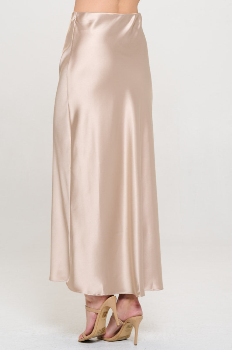 Thumbnail: Solid Silky Satin Maxi Skirt