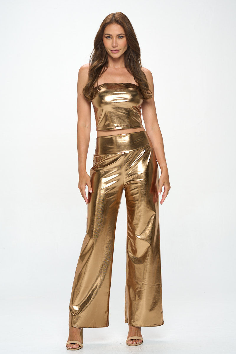 Thumbnail: Metallic Tube Crop Top with Elastic Band