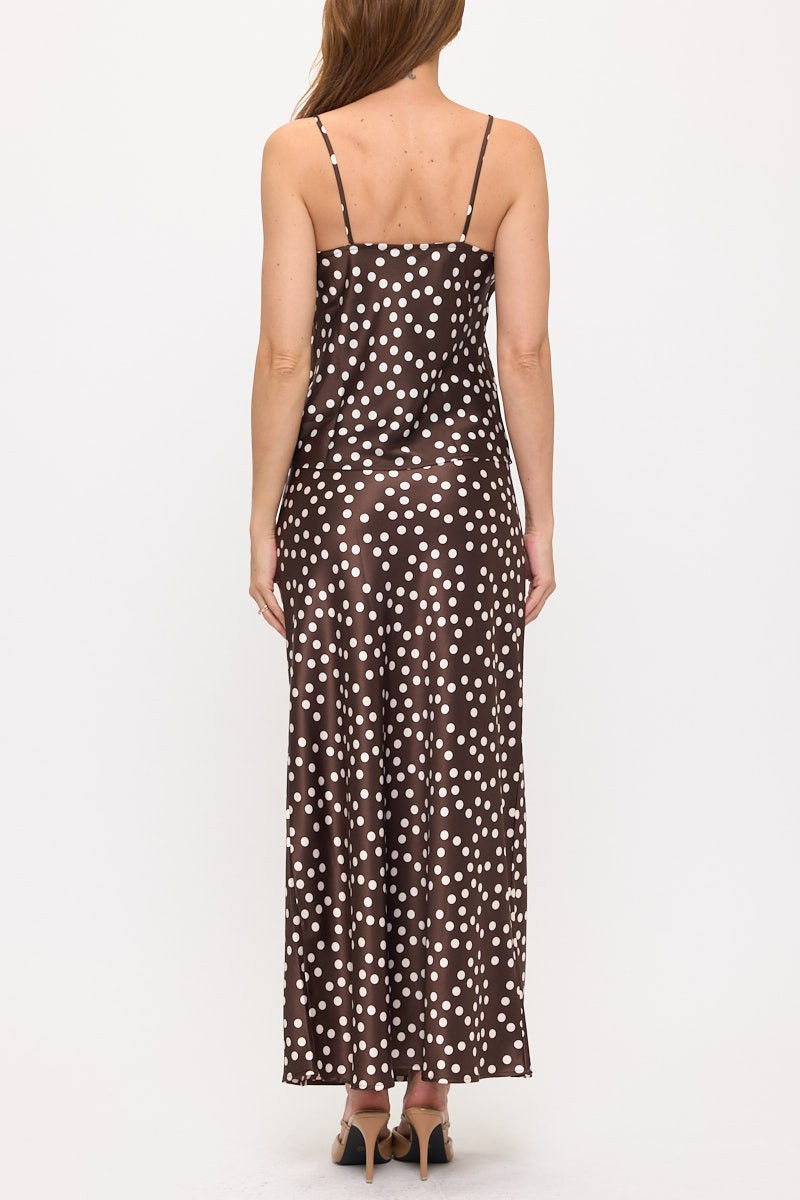 Thumbnail: Made in USA Polka Dot Satin Cowl Neck Top