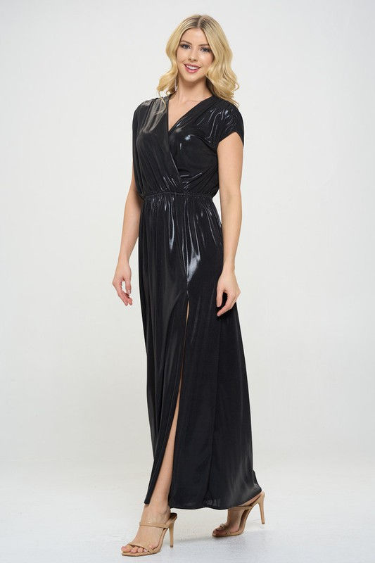 Thumbnail: Sleeveless Metallic Maxi Dress
