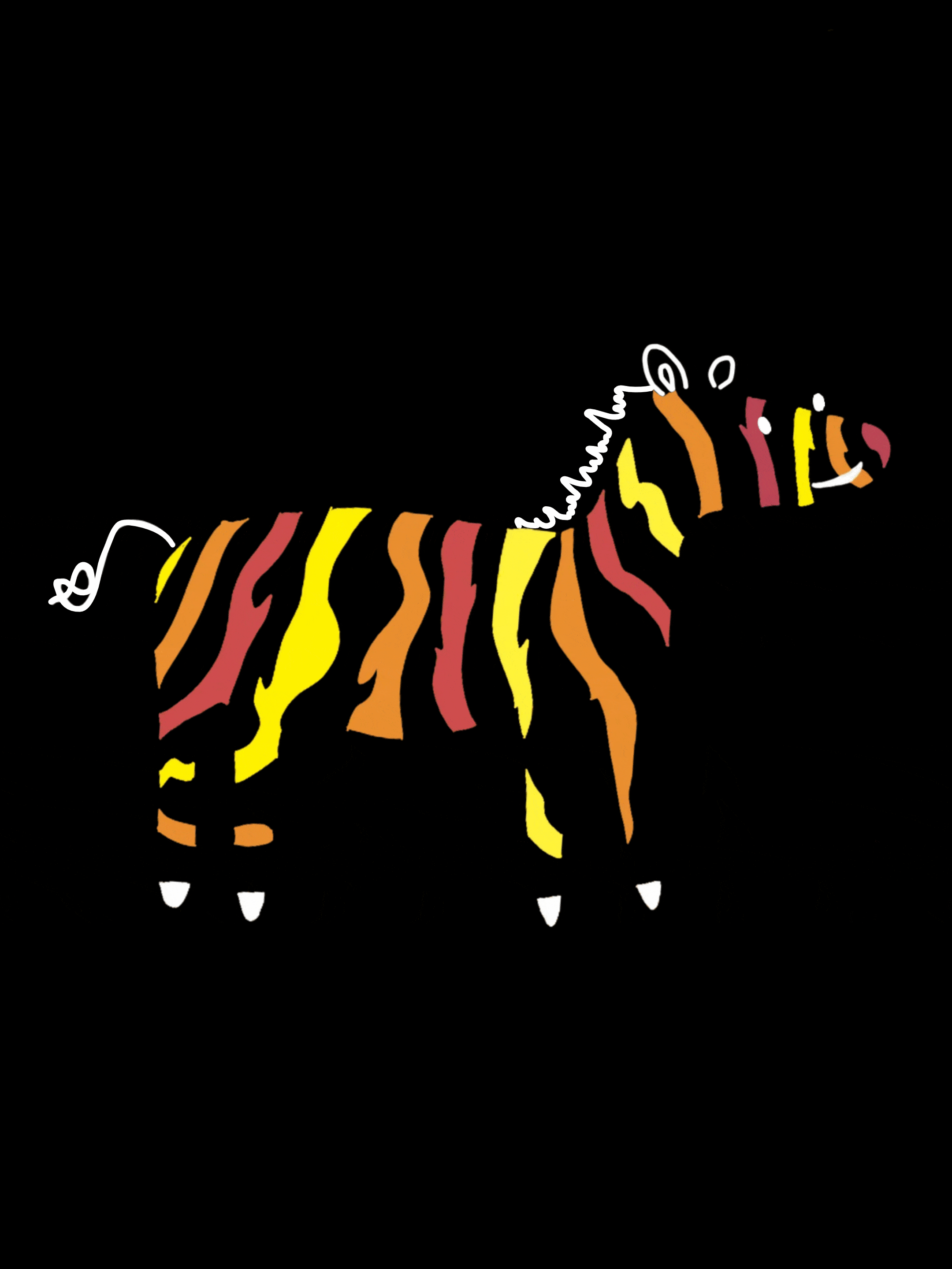 animation of cute colorful zebra drawing
