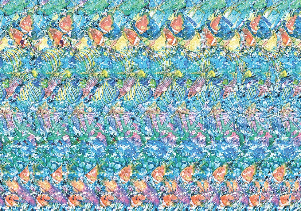 You have to shift your eye focus in order to make the image 3D. Even though I remember doing this as a kind it took me about 3-5 minutes to figure it out again.