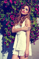 Model in white dress