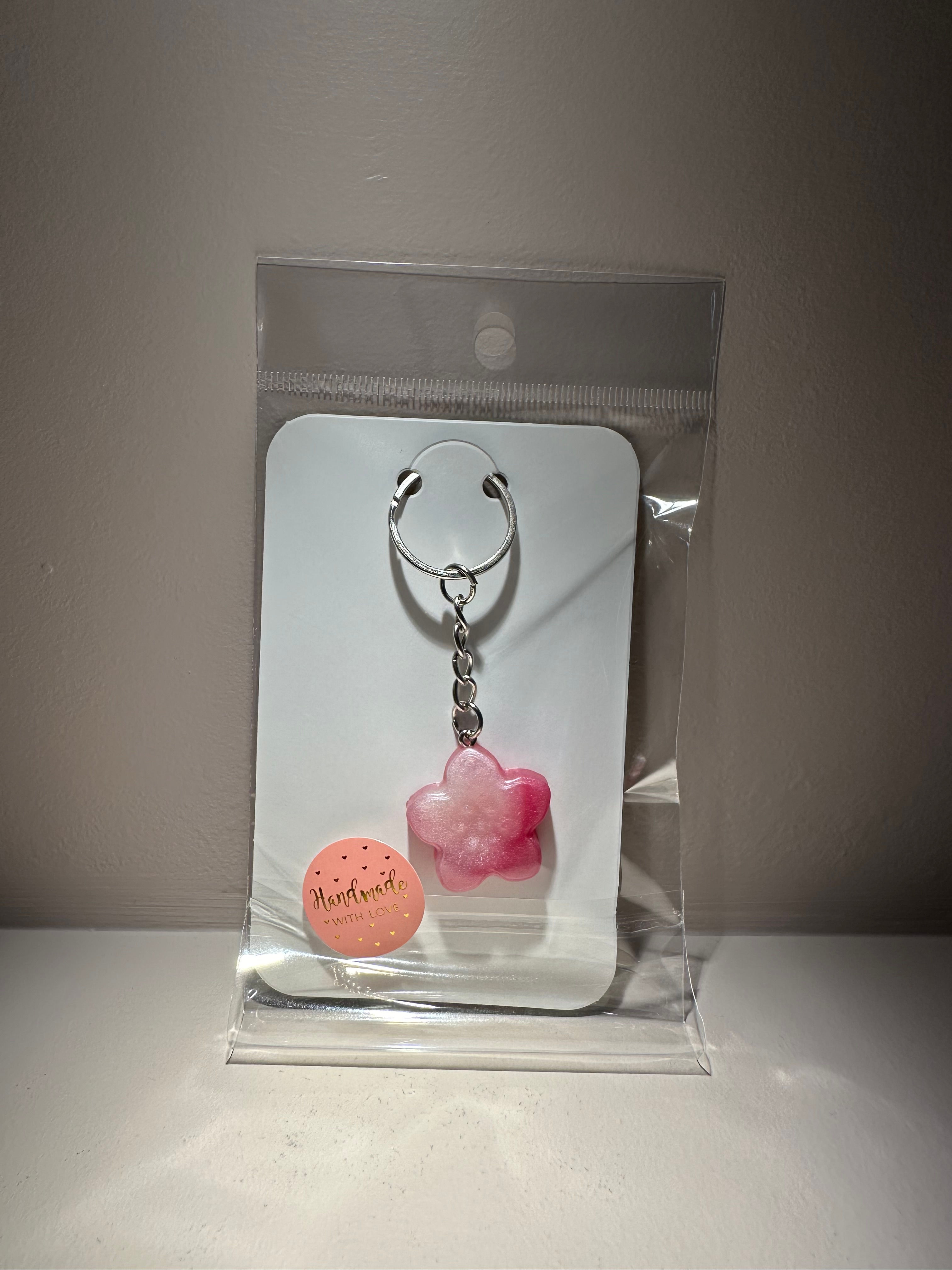 Schlüsselanhänger "pink/weisse Blume"