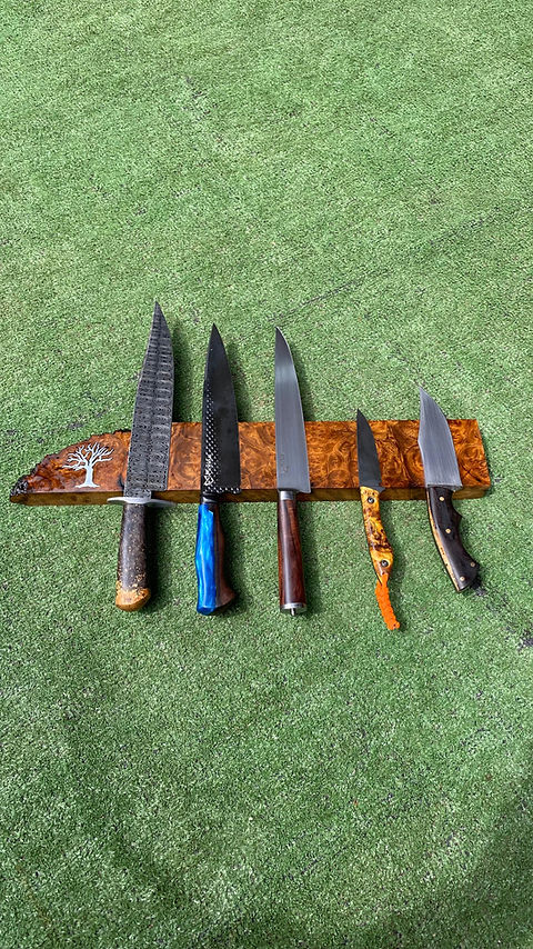 Exotic Hardwood Magnetic Knife Rack | maineblacksmiths