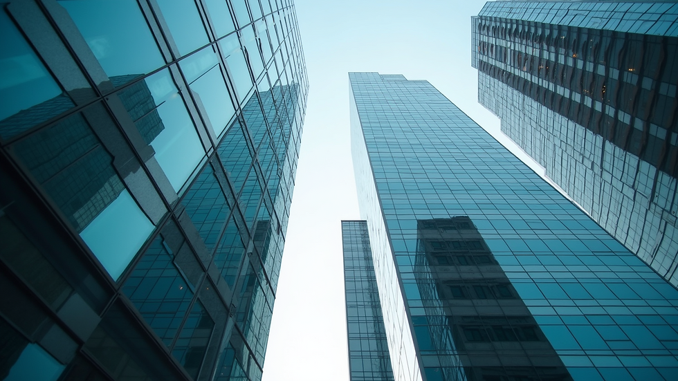 Eye-level view of a modern office building with sparkling clean windows