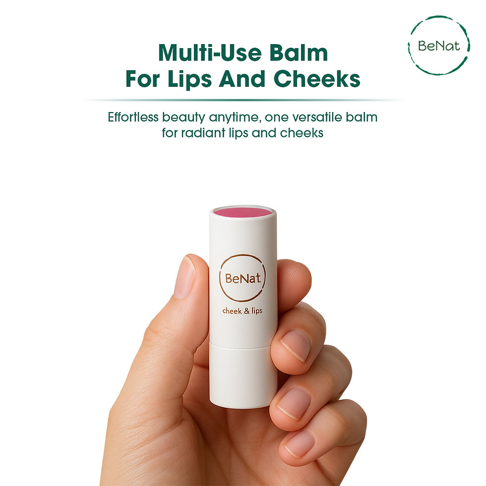Hand holding Lip & Cheek Bloom natural lipstick balm