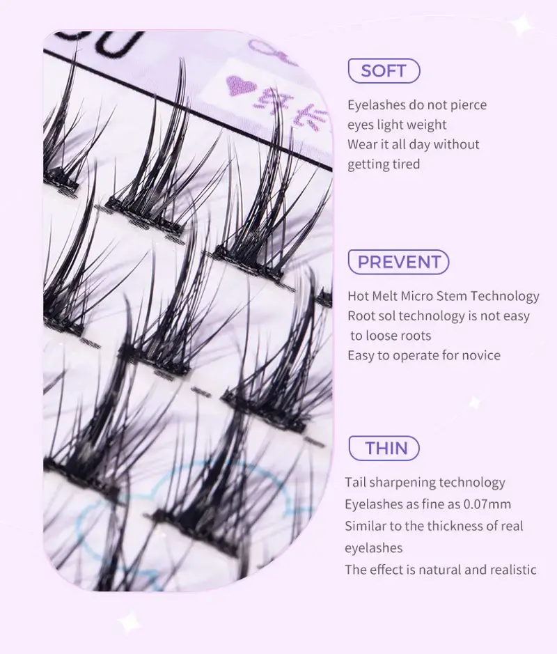 Manga cluster lashes with soft, thin, and durable features