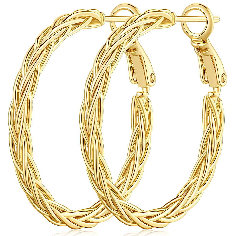 Amoxos Unique Braided 14K Gold Hoop Earrings for Women