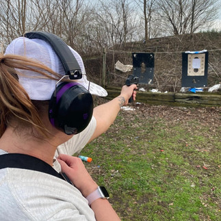 Private Lesson Student shooting with her other strong hand.