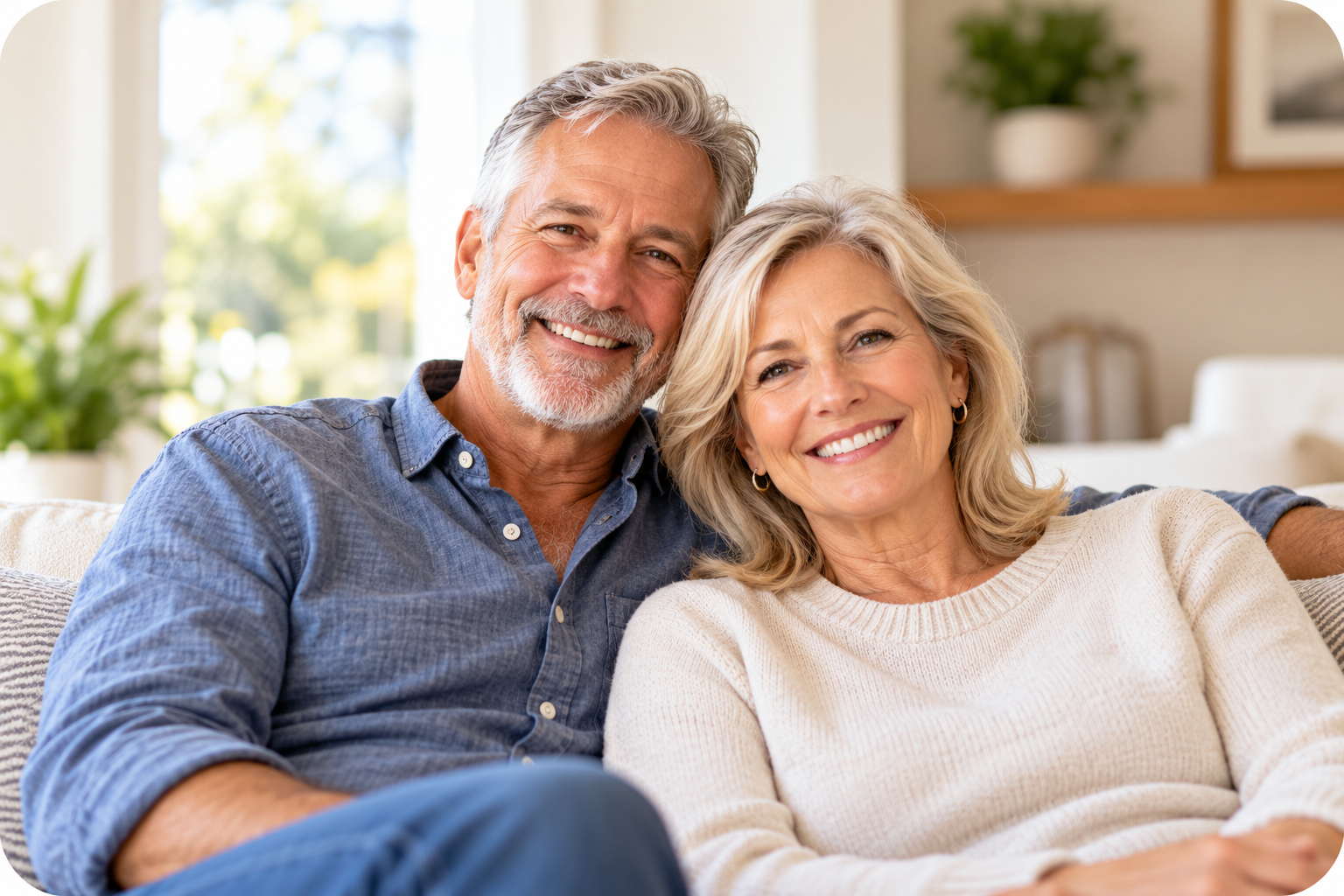 Older couple smiling together