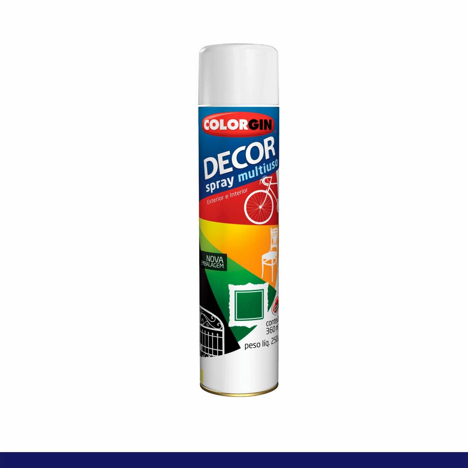 TINTA SPRAY COLORGIN DECOR BRANCO BRILHANTE 360ML
