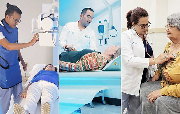 Profesionales de la salud de La Colonia Medical Center brindando servicios de diagnóstico por imágenes y atención primaria a pacientes adultos y adultos mayores.