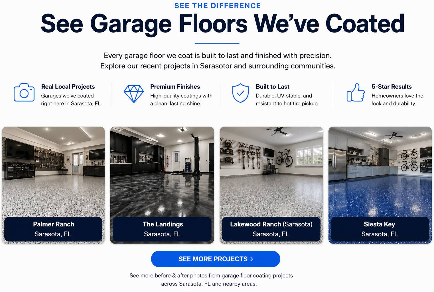 Luxury epoxy garage floor installed for a homeowner in Siesta Key, Sarasota, FL