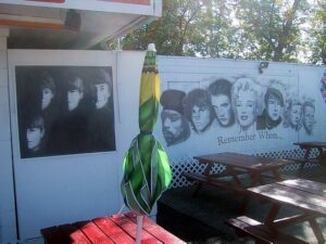 Credit: Transcona Biz. A mural of the With The Beatles album (left) in the DQ parking lot on Day Street in 2006.