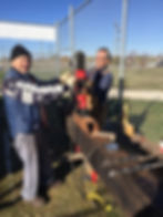 CN 2747 Volunteers installing a new rear bumper on CN 2747