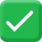 Green square button with a white check mark