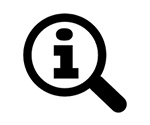 Magnifying glass with an information icon inside