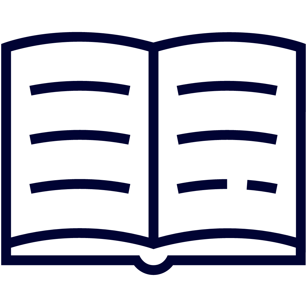 Icon of an open book representing client resources.