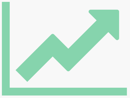 Green line graph showing an upward trend.