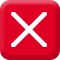 Red square icon with a white cross mark