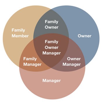 Venn diagram of Family, Owner, and Manager roles.