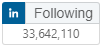 LinkedIn Following button, 33,642,110 followers