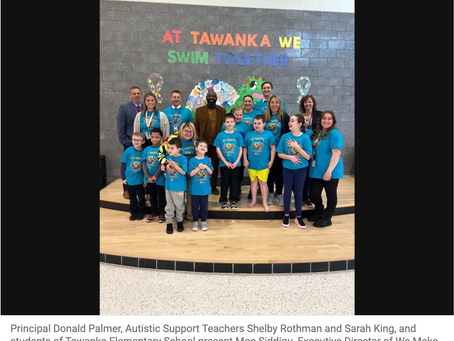 For Autism Awareness Month Tawanka Elementary School Raised $1,000!