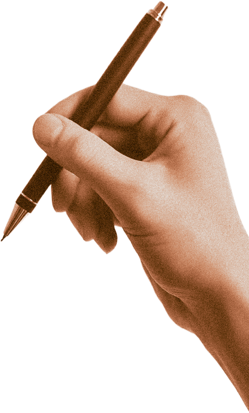 Holding a pen grainy