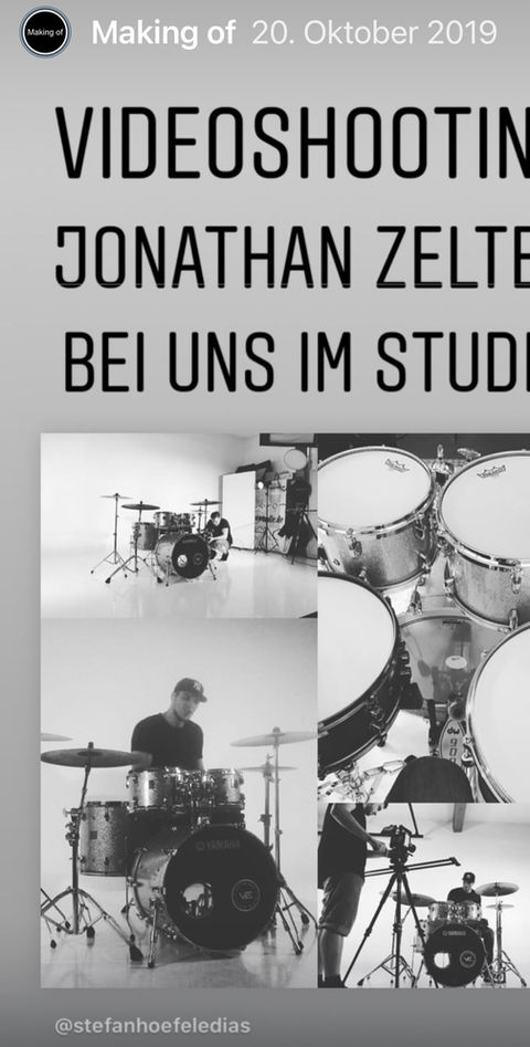 Videoshooting Jonathan Zelter bei uns im Studio, Drumset, Kameras.