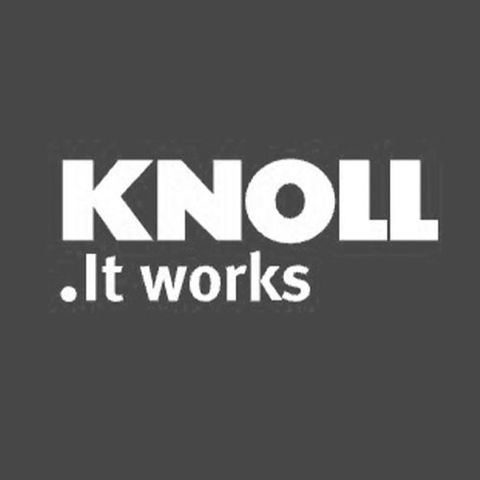 Logo von KNOLL mit weißem Text .It works auf dunklem Hintergrund.