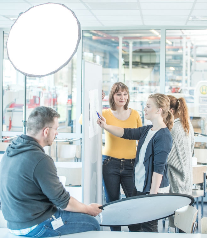 Making of Fotosession in einer Firma