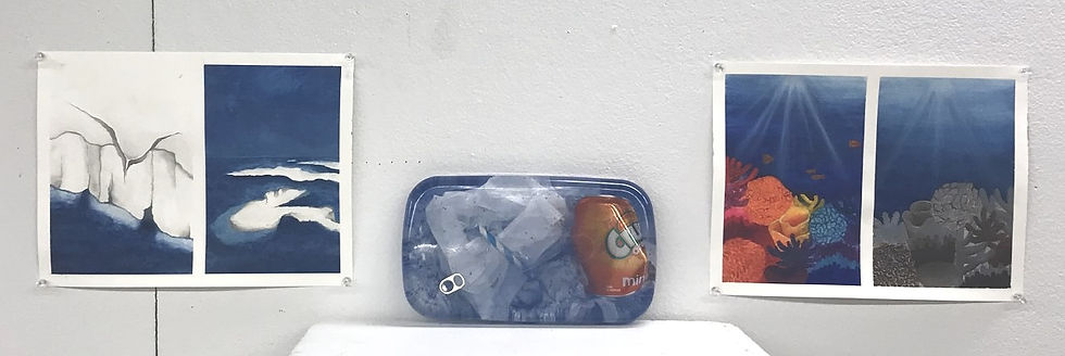 Water colour of ocean and plastic