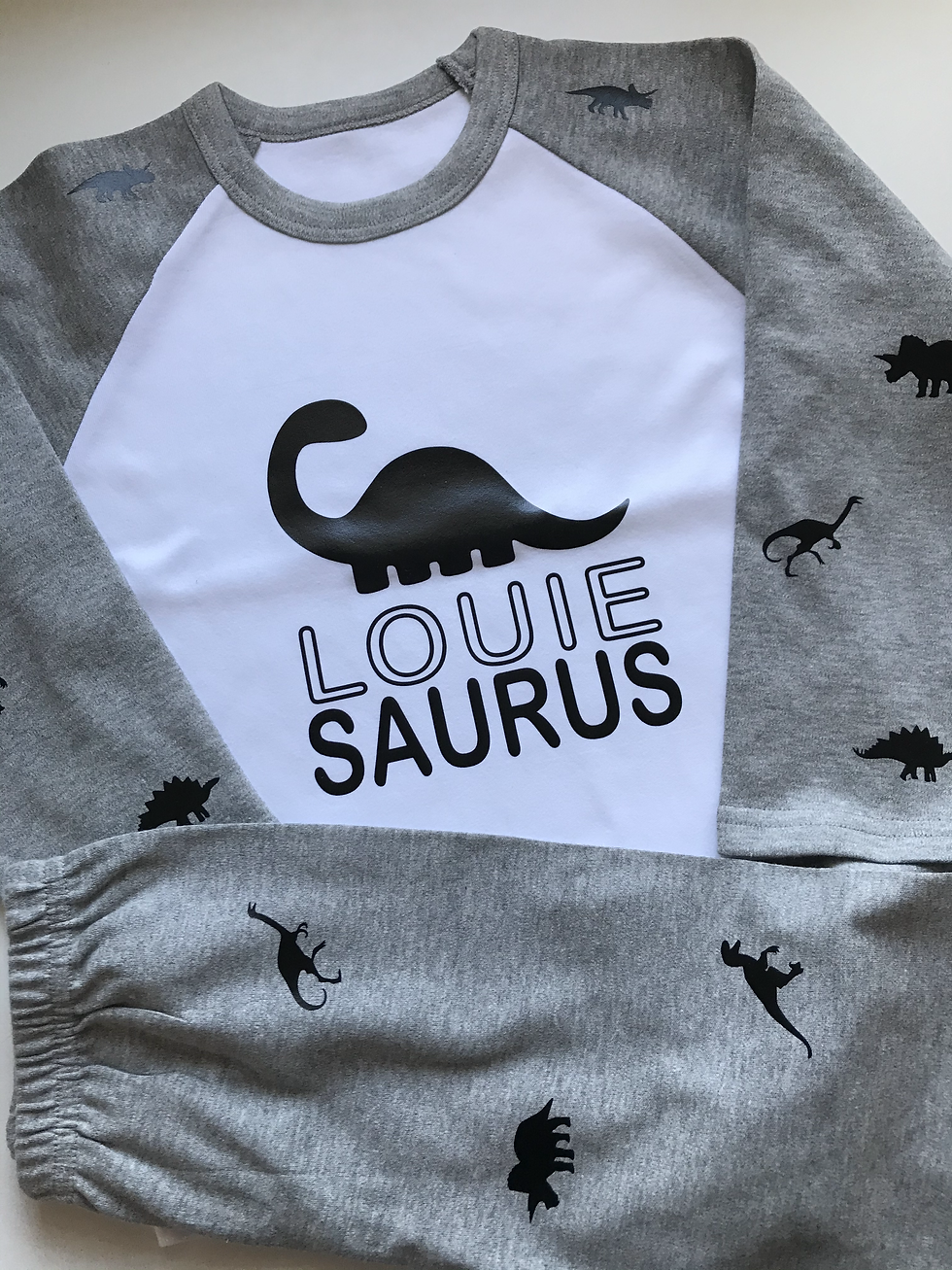 Thumbnail: Personalised Dinosaur Name Saurus pyjamas/ Baby/Kids /Text Pyjamas | PJs |