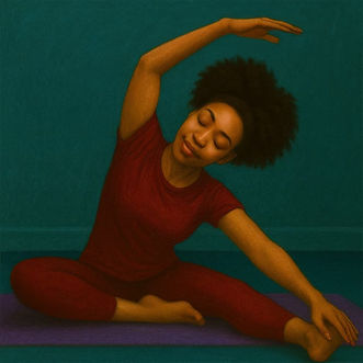 Sara is doing yoga in the morning