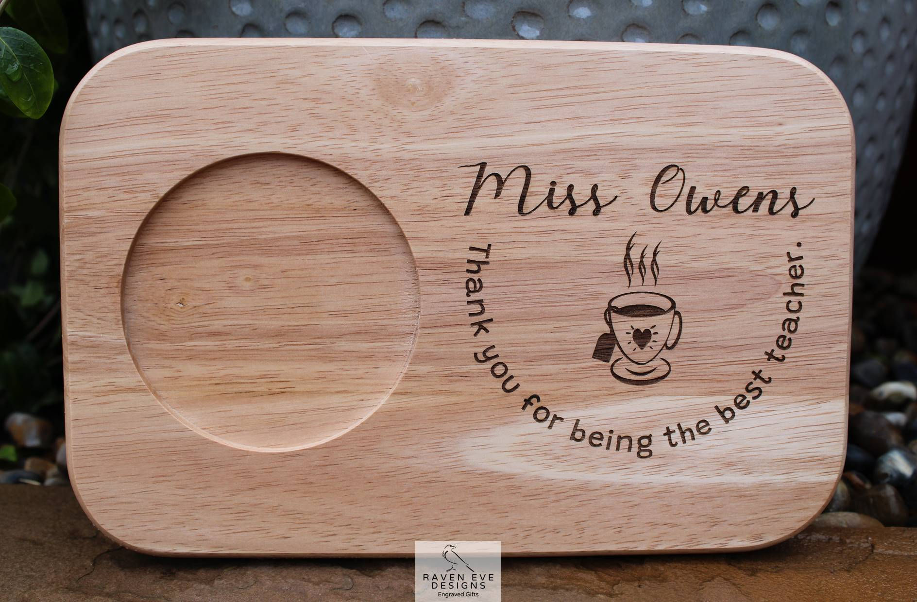 Personalised 'Thank You Best Teacher' Engraved Wooden Tea & Biscuit Board