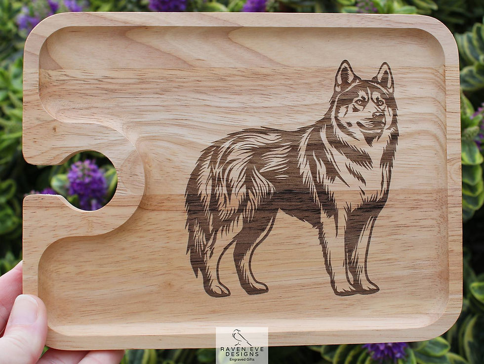 'Siberian Husky' Engraved Wooden Wine & Nibbles Board