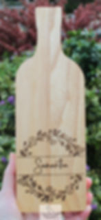 Personalised 'Name Floral Wreath' Engraved Wooden Bottle Board