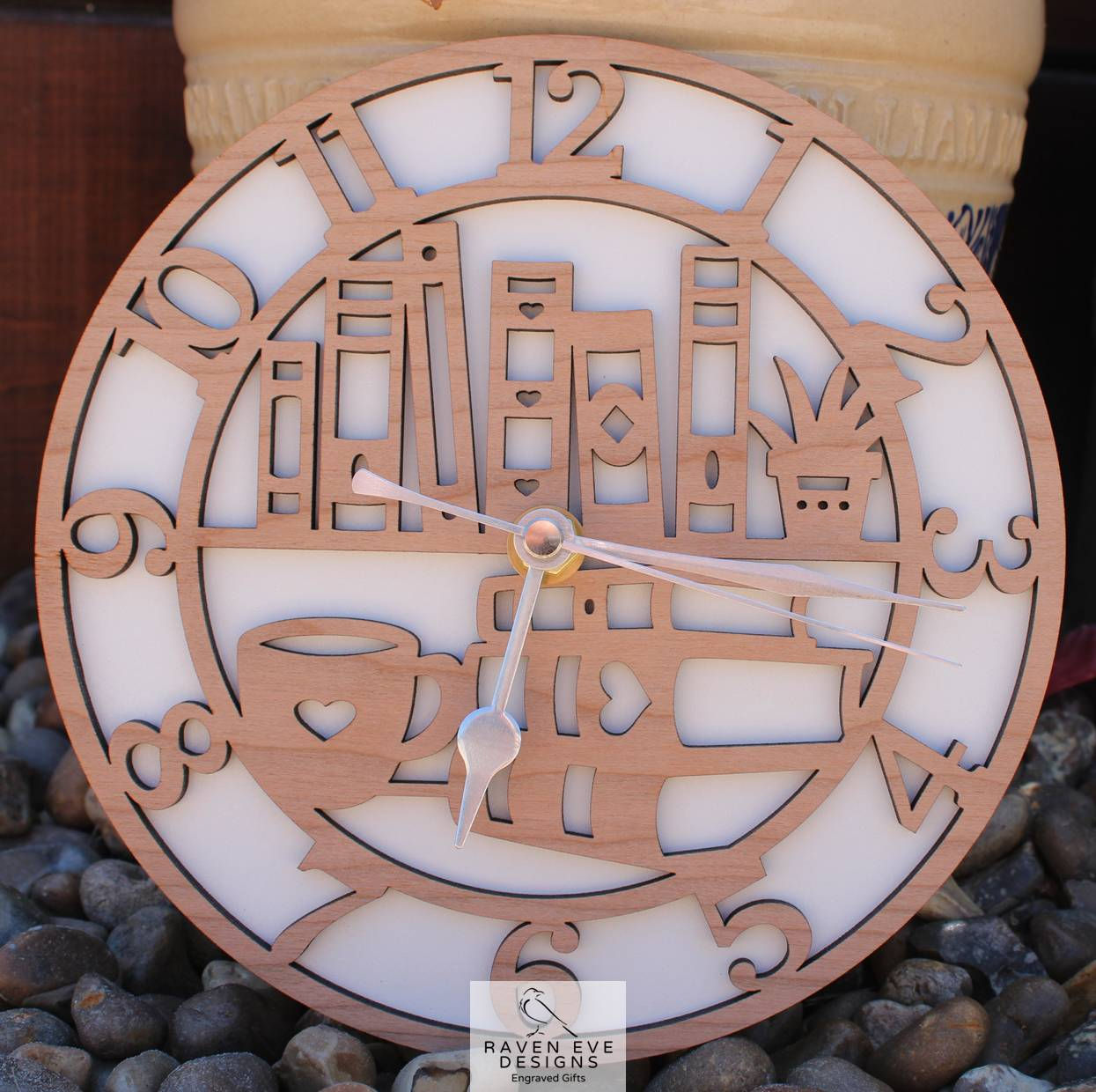 'Books' Laser Cut Wooden Clock