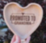 'Promoted To Grandma' Engraved Solid Beech Wooden Heart Tray