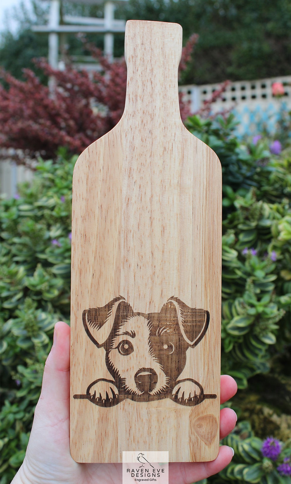 'Jack Russell' Engraved Wooden Bottle Board