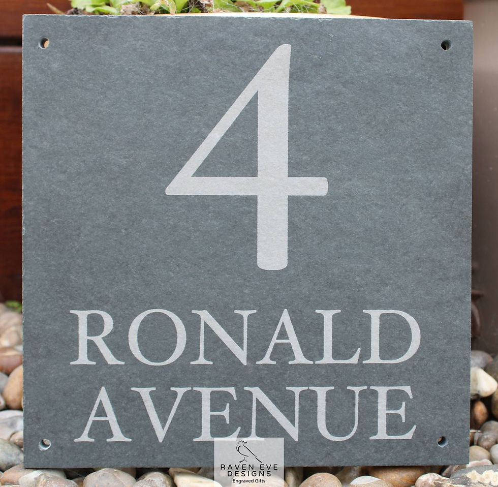 Engraved 'Number & Name' Hoefler Slate House Sign
