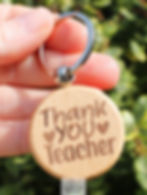'Thank You Teacher' Engraved Solid Beech Wooden Keyring