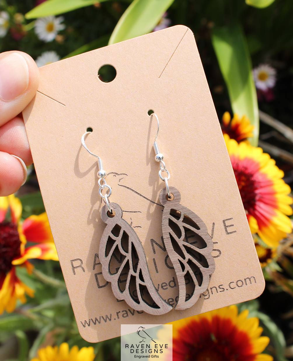 'Wings' Laser Cut Wooden Earrings
