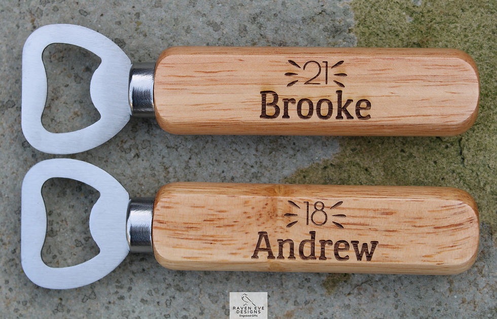 Personalised 'Age & Name' Engraved Long Handled Wooden Bottle Opener