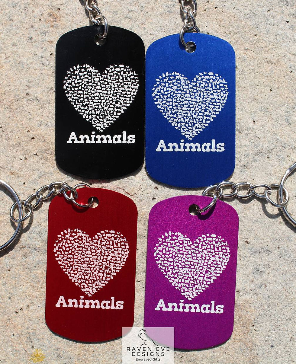'Animals Heart' Engraved Metal Keyring